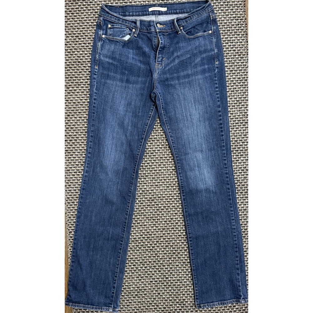Levi's Women's 505 Straight Blue Dark Wash Denim Jeans 5-Pocket Size 10